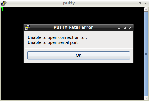 Putty unable to Open Serial Port