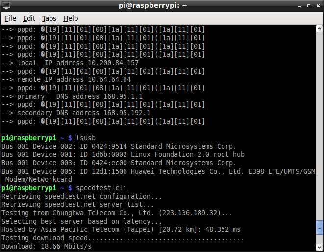 E398 speedtest cli