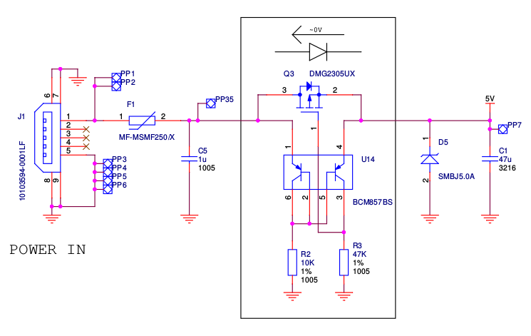 Raspberry Pi 3 Model B 供電系統電路圖