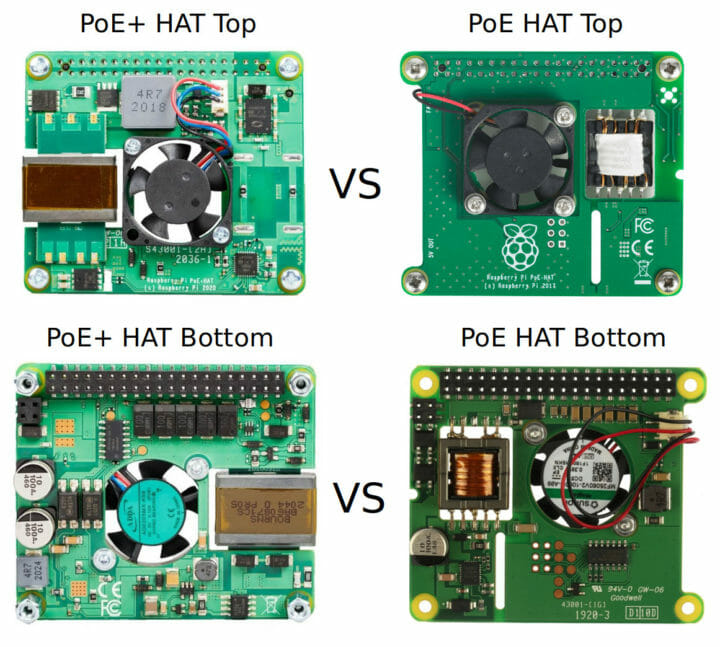 Raspberry Pi PoE+ HAT vs. Raspberry Pi PoE HAT